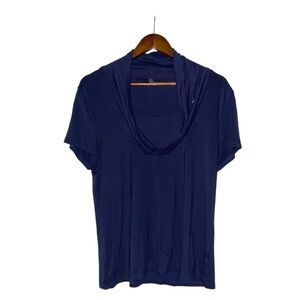 Talbot Cowl Neck Short Sleeve‎ Blue Top Women XL Casual Officewear Lightweight
